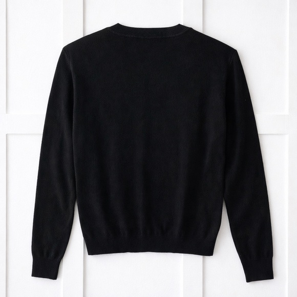 Black Button-Front Cardigan Sweater | Lightweight Stretch | Size M - Picture 3 of 11